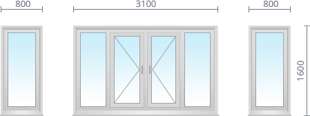 Схема открывания пластиковые окна Rehau 60 стеклопакет 4*16*4
